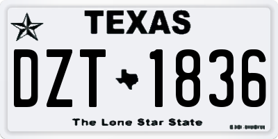 TX license plate DZT1836