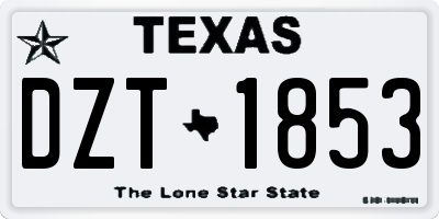 TX license plate DZT1853