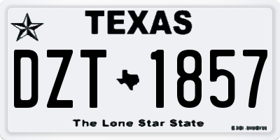 TX license plate DZT1857