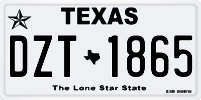 TX license plate DZT1865