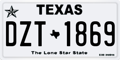 TX license plate DZT1869