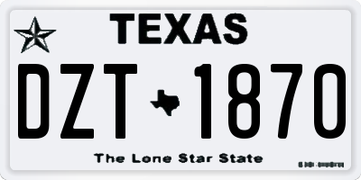 TX license plate DZT1870