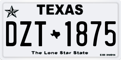TX license plate DZT1875