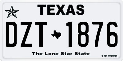 TX license plate DZT1876