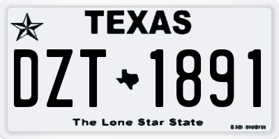 TX license plate DZT1891