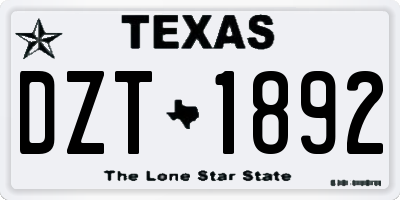 TX license plate DZT1892