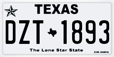 TX license plate DZT1893