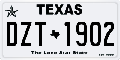 TX license plate DZT1902