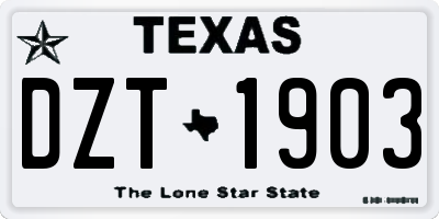 TX license plate DZT1903