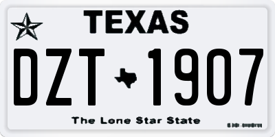 TX license plate DZT1907