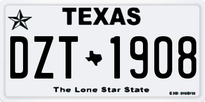 TX license plate DZT1908