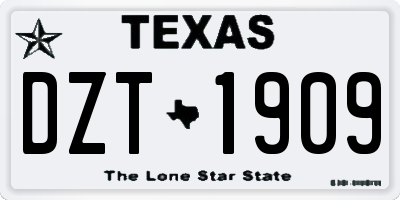 TX license plate DZT1909