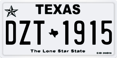 TX license plate DZT1915