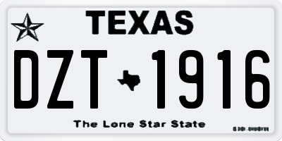 TX license plate DZT1916