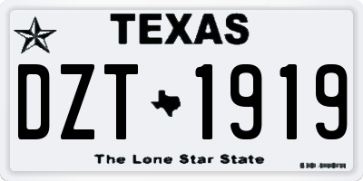 TX license plate DZT1919