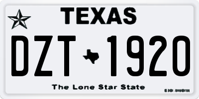 TX license plate DZT1920
