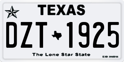 TX license plate DZT1925