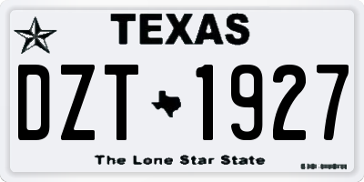 TX license plate DZT1927