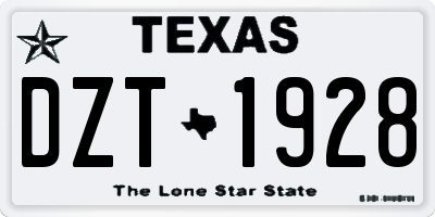 TX license plate DZT1928