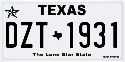 TX license plate DZT1931