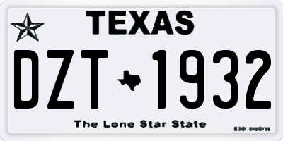 TX license plate DZT1932