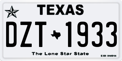 TX license plate DZT1933