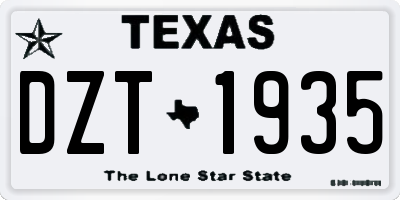 TX license plate DZT1935