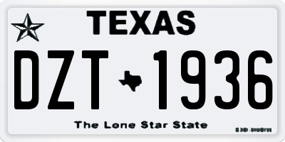 TX license plate DZT1936