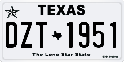 TX license plate DZT1951
