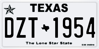 TX license plate DZT1954