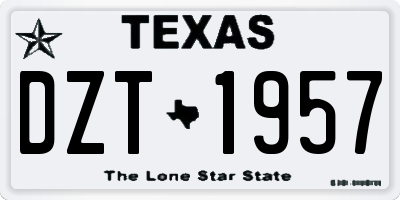 TX license plate DZT1957