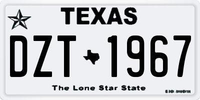 TX license plate DZT1967