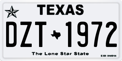 TX license plate DZT1972
