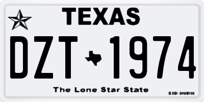 TX license plate DZT1974
