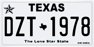 TX license plate DZT1978