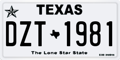 TX license plate DZT1981