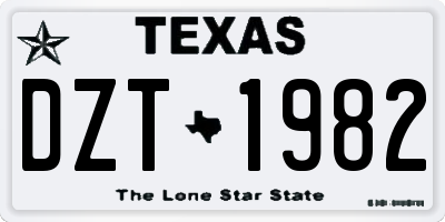 TX license plate DZT1982