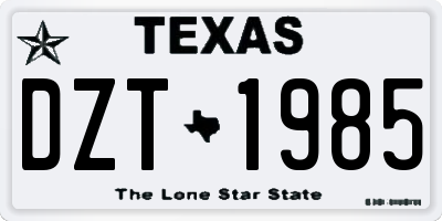 TX license plate DZT1985