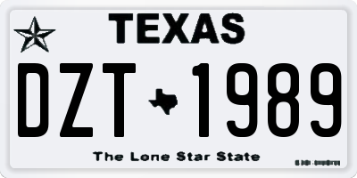 TX license plate DZT1989