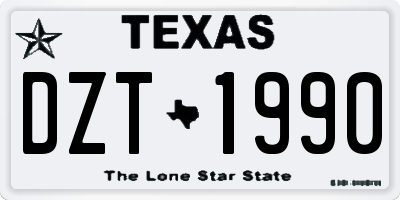 TX license plate DZT1990