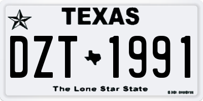 TX license plate DZT1991
