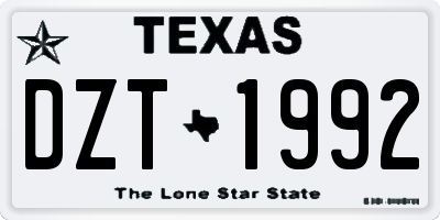 TX license plate DZT1992