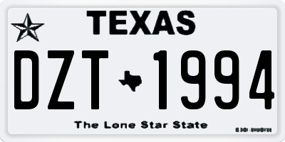 TX license plate DZT1994