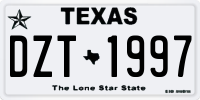 TX license plate DZT1997