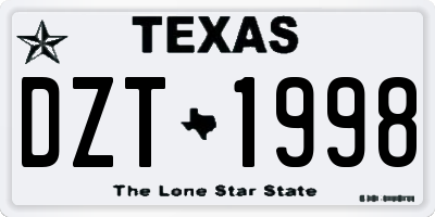 TX license plate DZT1998