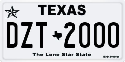 TX license plate DZT2000