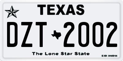 TX license plate DZT2002