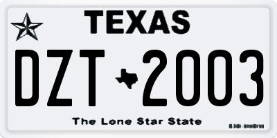 TX license plate DZT2003