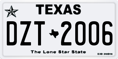 TX license plate DZT2006