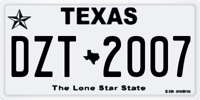 TX license plate DZT2007